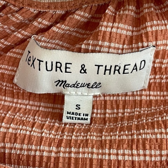 Madewell Texture & Thread Peasant Top, Antique Coral Ellis Stripe, Size S - Picture 4 of 6